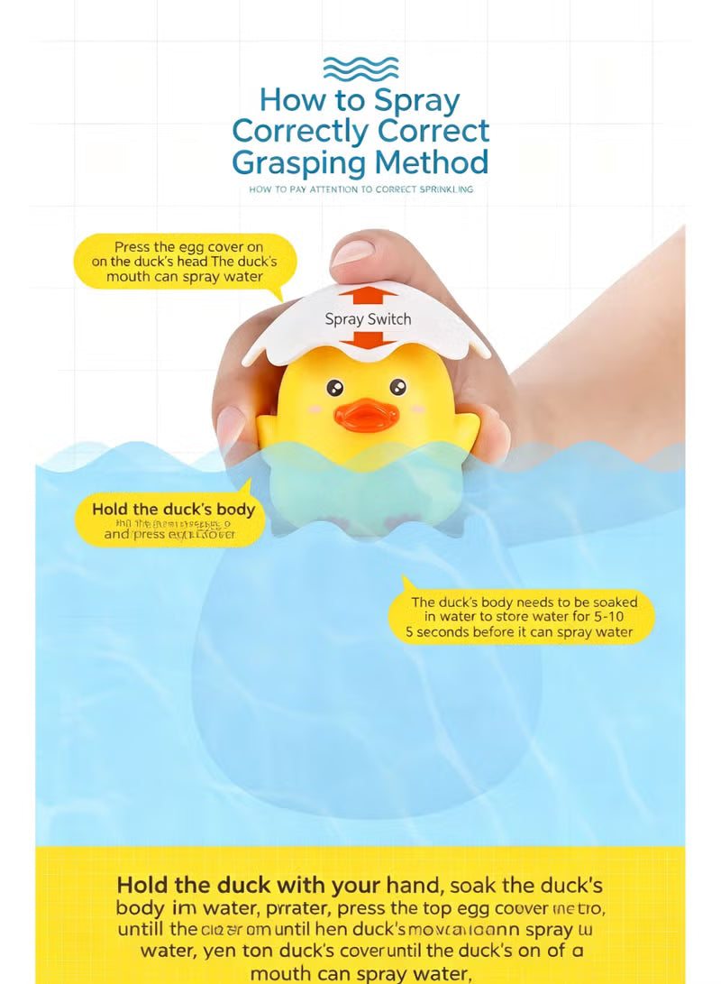 Yellow Duck Bath Sprinkler Toy, Baby Bathroom Water Play Shower Toy