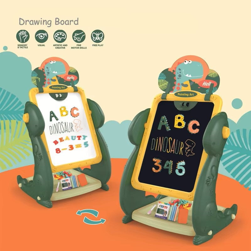 3-in-1 Easel (Black Board and White Board) – Dino