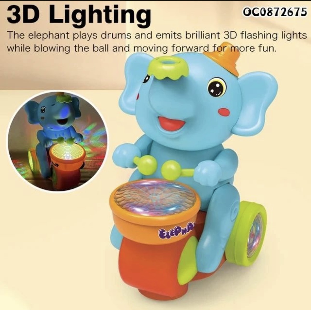 Cute Elephant Drum Car
