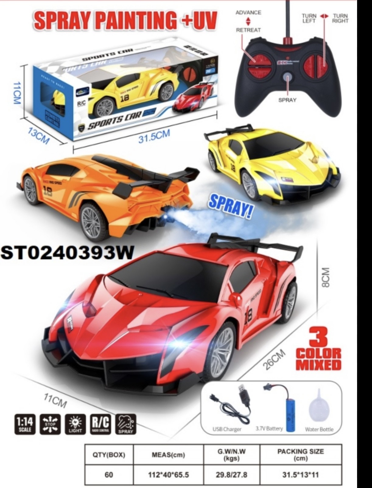 Remote Control Sports Car with Spray Effect