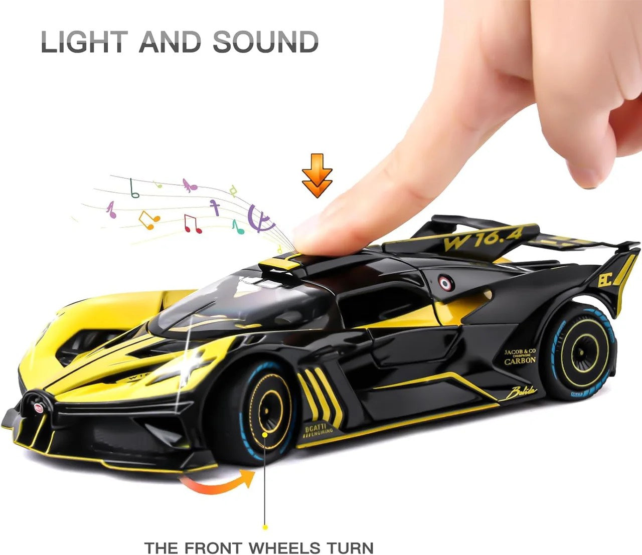 1:24 Scale Die-Cast Bugatti Bolide Horn & Smoke