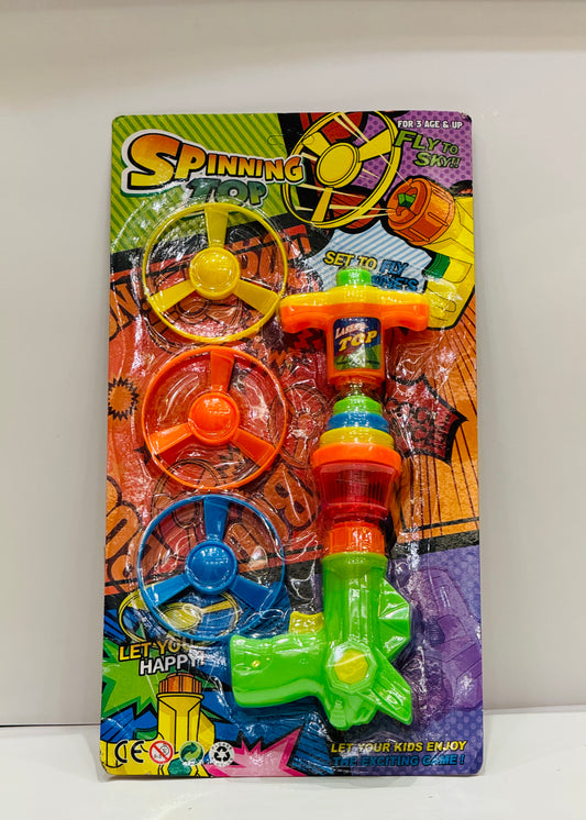 2in1 Spinning Top AND Flying Discs Launcher Play Set
