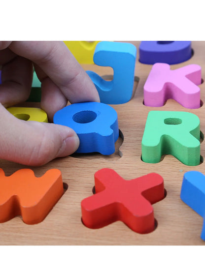 Wooden 3d Colorful Alphabets,Numbers & Shapes Sorting Boards