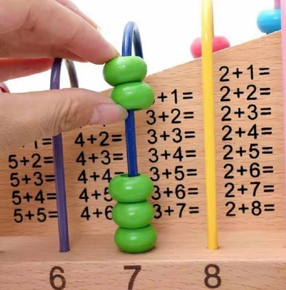 Wooden Multicolor Bead Frame Calculation Abacus Shelf