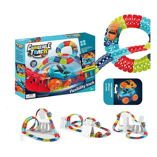 138 Pcs DIY Changeable Race Car Assembled Tracks
