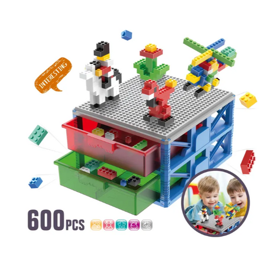 Lego Blocks With 2-Drawer Storage 600 Pieces