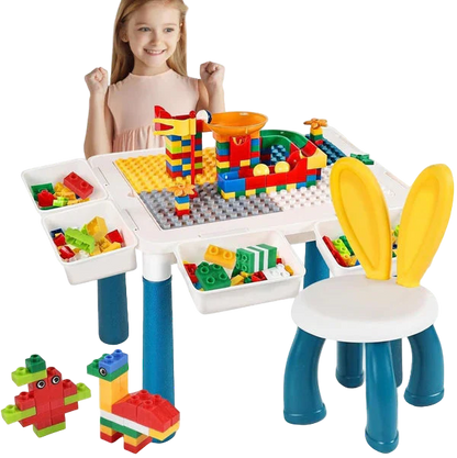 Kids Building Blocks Table with Chair & Learning Station 105pcs
